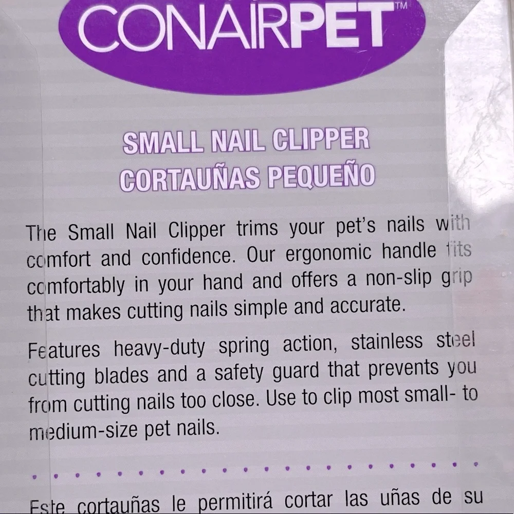 NEW! ConairPET Small Nail Dog and Cat Clipper Ergonomic Handle Purple and White